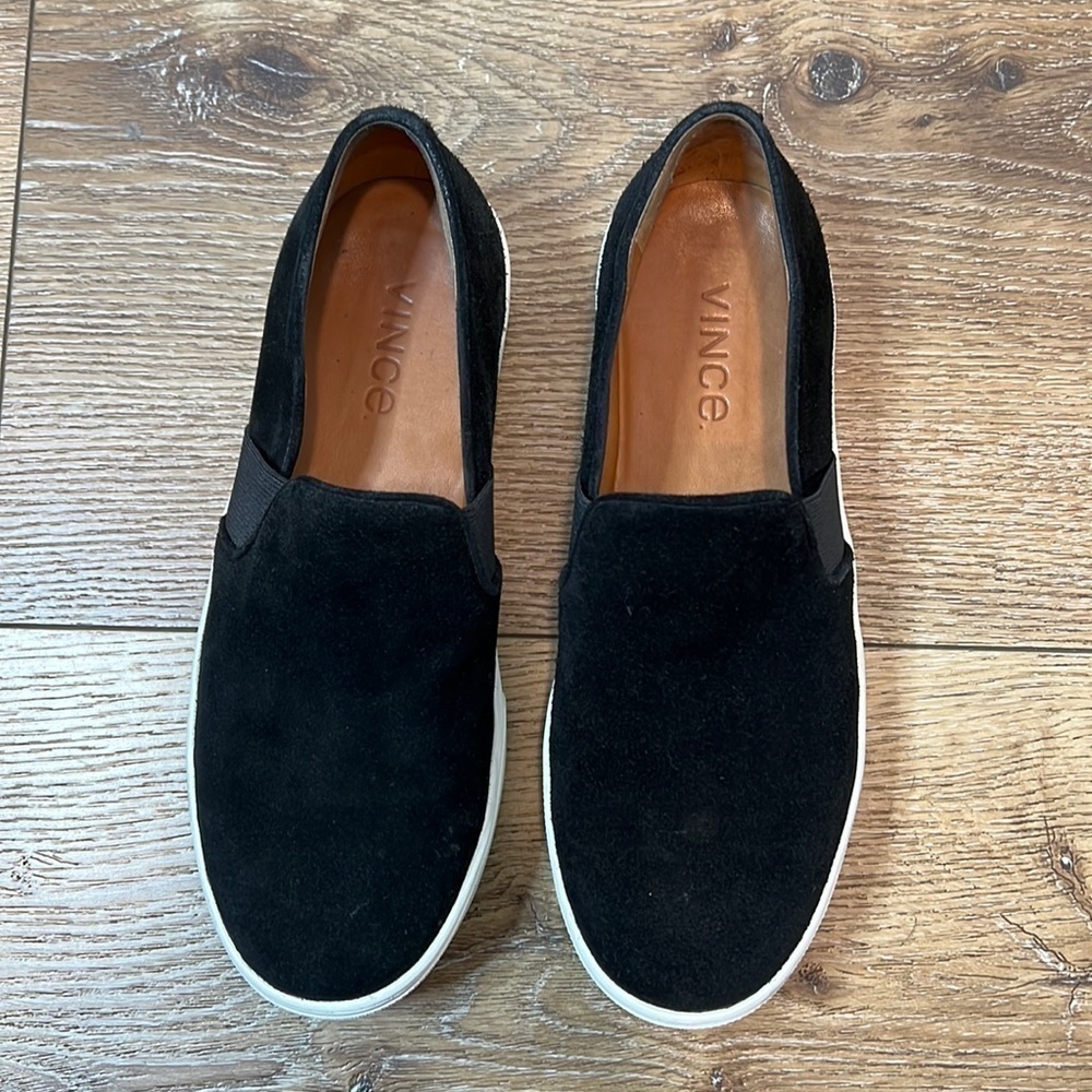 Vince Black Suede Slip On Sneakers Size 5.5M